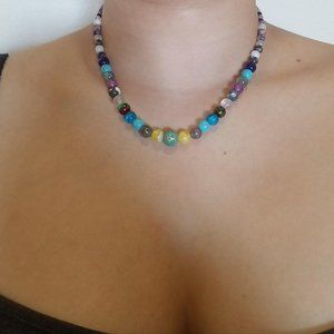 semi precious stone and glass bead necklace